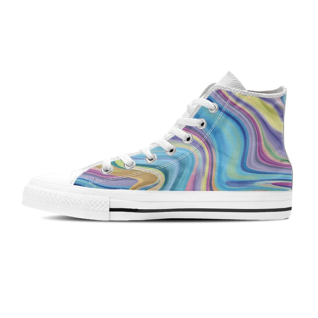 Neon Color Marble Women's High Top Shoes-grizzshop