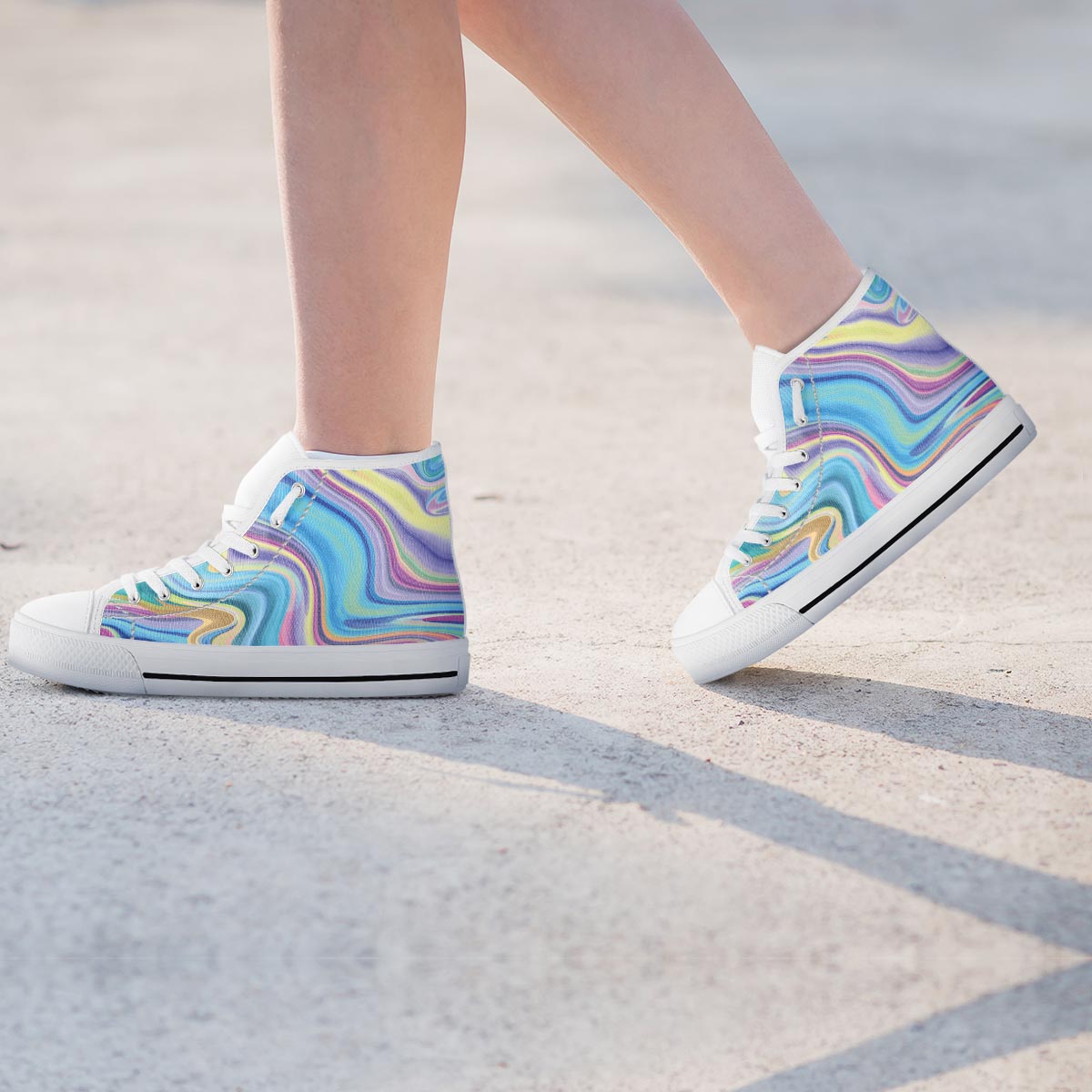 Neon Color Marble Women's High Top Shoes-grizzshop