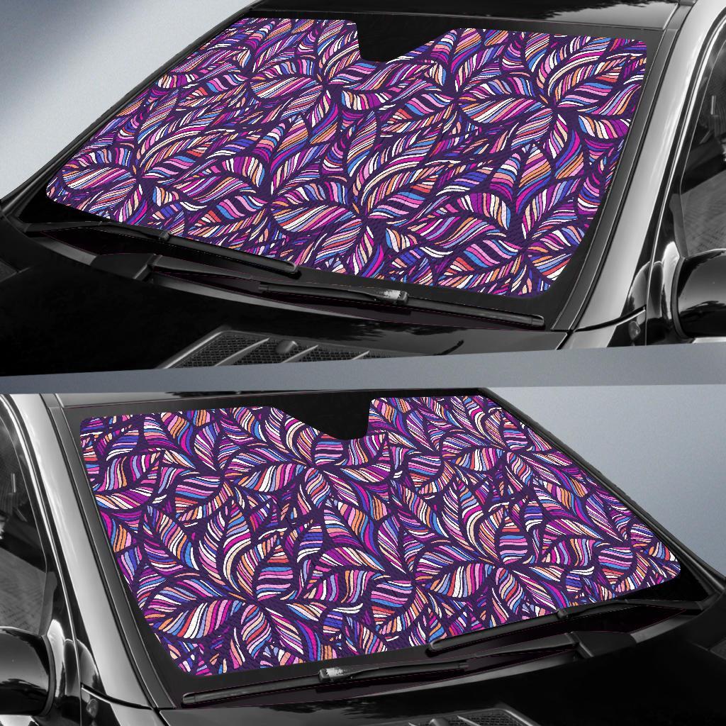 Neon Floral Tropical Hawaiian Palm Leaves Pattern Print Car Sun Shade-grizzshop