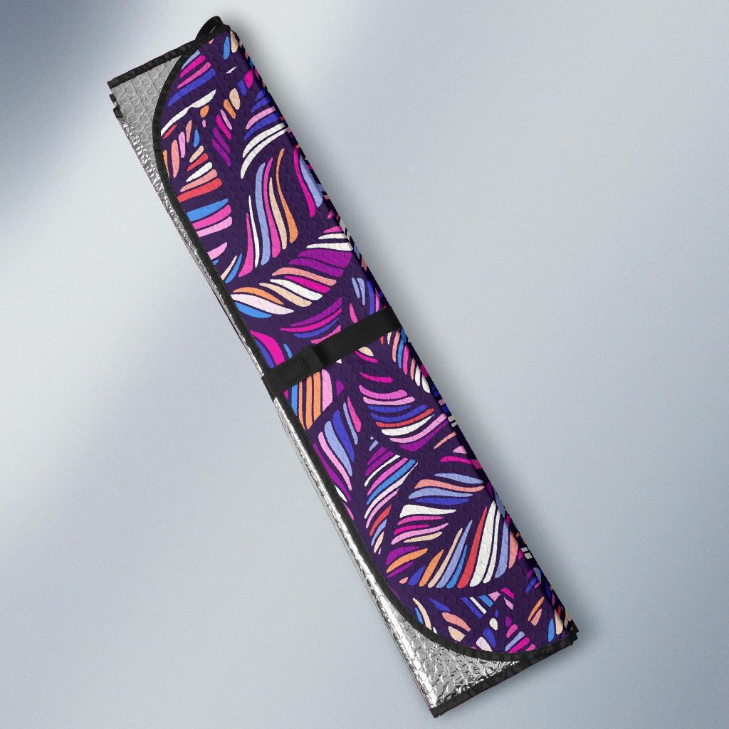 Neon Floral Tropical Hawaiian Palm Leaves Pattern Print Car Sun Shade-grizzshop