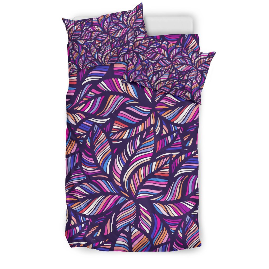 Neon Floral Tropical Hawaiian Palm Leaves Pattern Print Duvet Cover Bedding Set-grizzshop