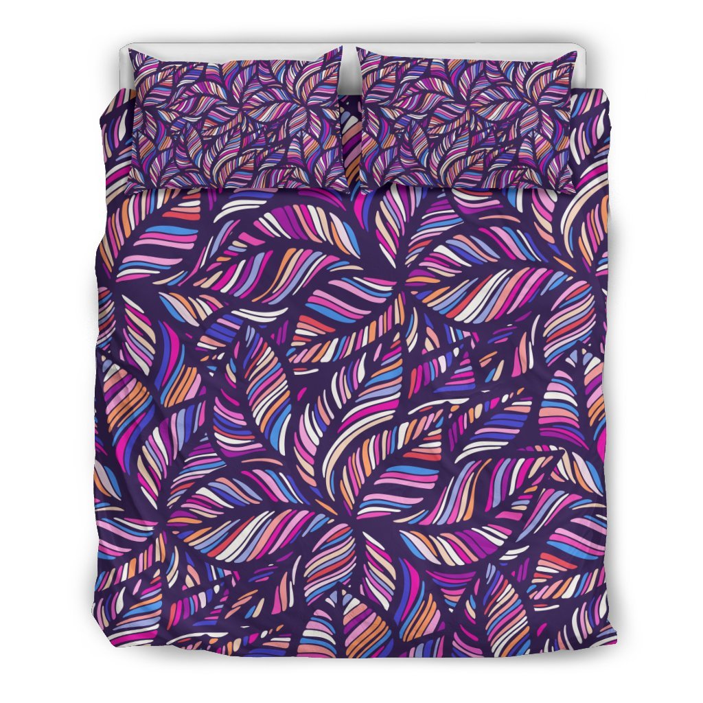 Neon Floral Tropical Hawaiian Palm Leaves Pattern Print Duvet Cover Bedding Set-grizzshop