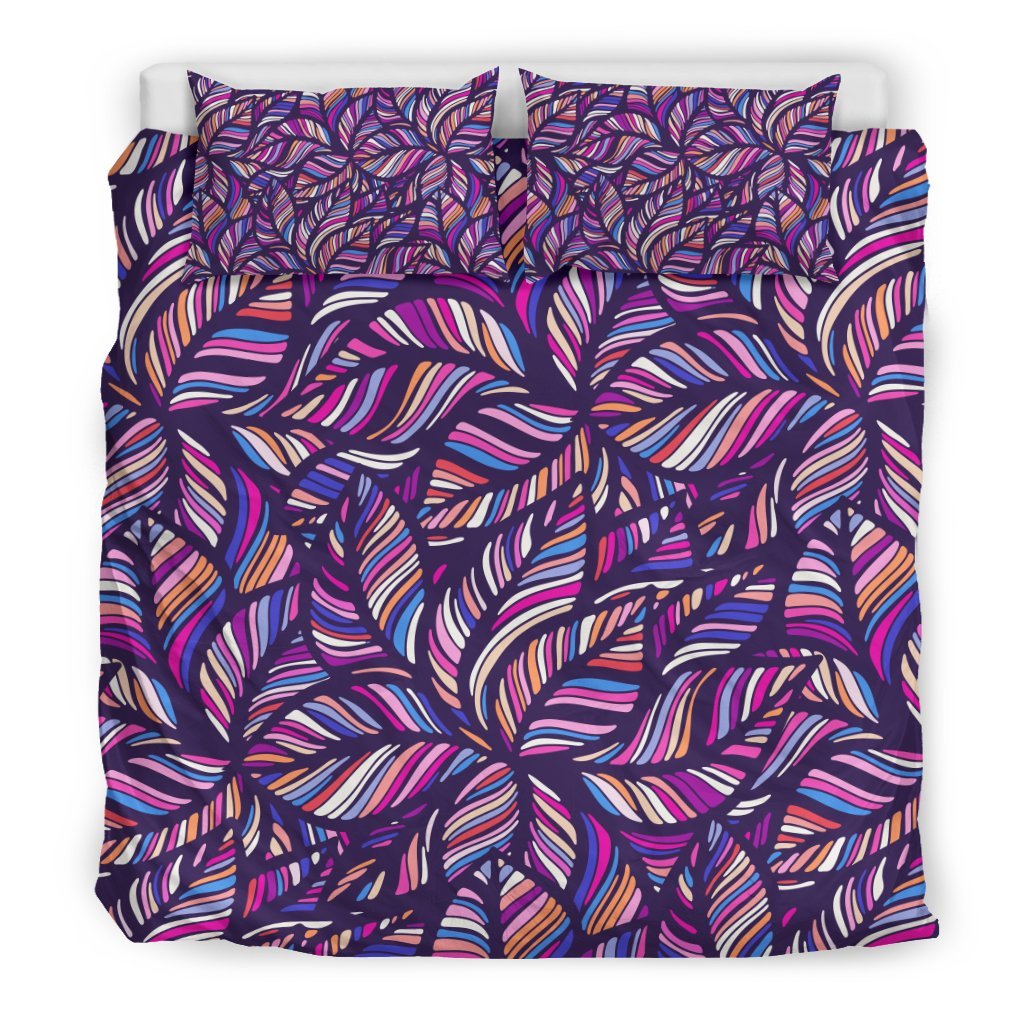 Neon Floral Tropical Hawaiian Palm Leaves Pattern Print Duvet Cover Bedding Set-grizzshop