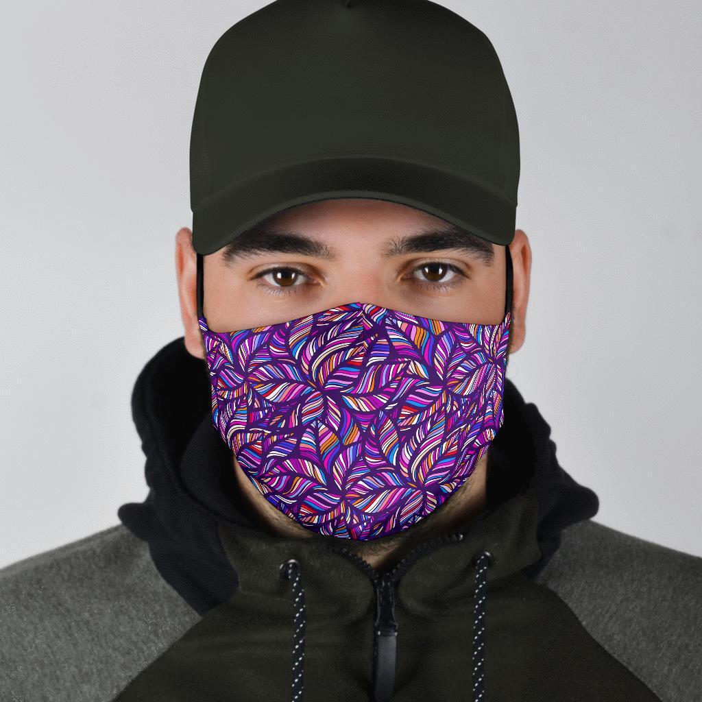 Neon Floral Tropical Hawaiian Palm Leaves Pattern Print Face Mask-grizzshop