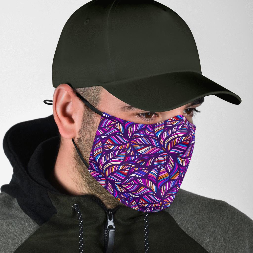 Neon Floral Tropical Hawaiian Palm Leaves Pattern Print Face Mask-grizzshop