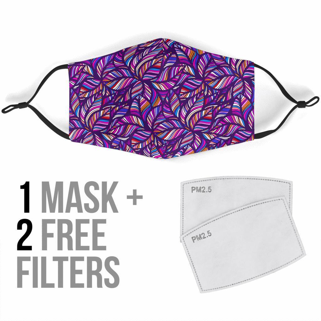 Neon Floral Tropical Hawaiian Palm Leaves Pattern Print Face Mask-grizzshop