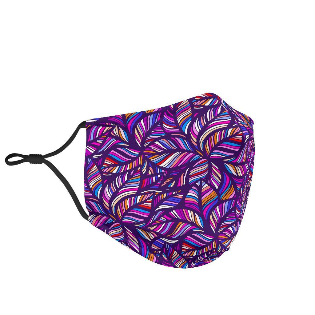 Neon Floral Tropical Hawaiian Palm Leaves Pattern Print Face Mask-grizzshop