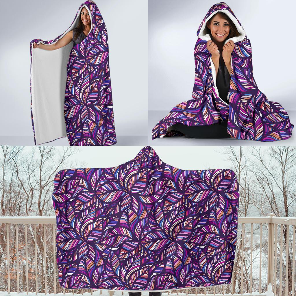 Neon Floral Tropical Hawaiian Palm Leaves Pattern Print Hooded Blanket-grizzshop