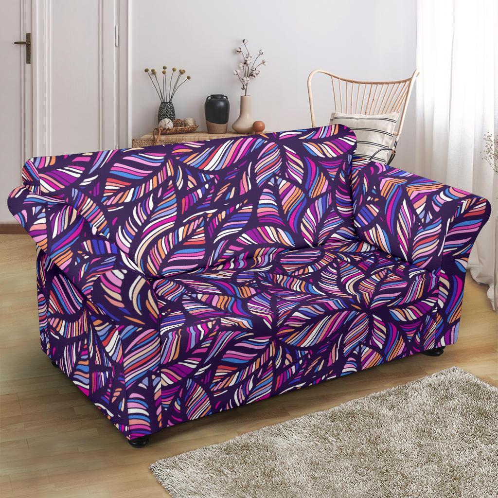 Neon Floral Tropical Hawaiian Palm Leaves Pattern Print Loveseat Cover-grizzshop