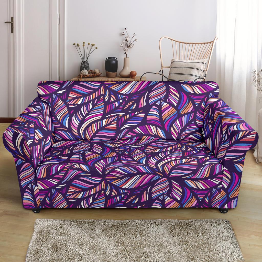 Neon Floral Tropical Hawaiian Palm Leaves Pattern Print Loveseat Cover-grizzshop