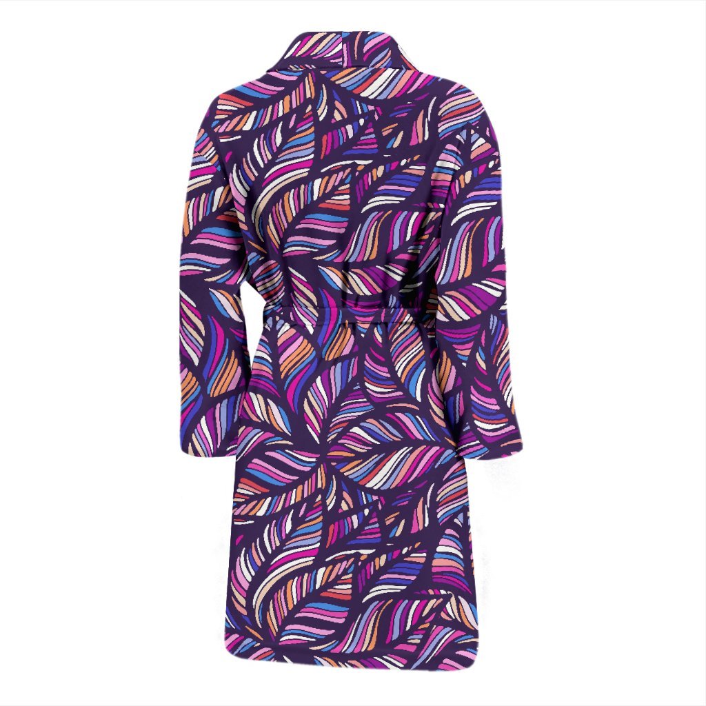 Neon Floral Tropical Hawaiian Palm Leaves Pattern Print Men Long Robe-grizzshop