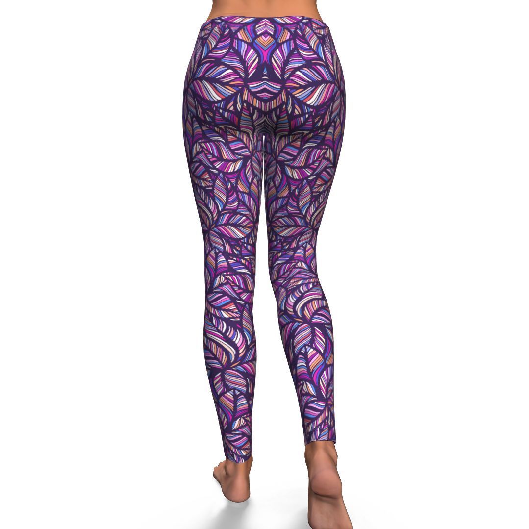 Neon Floral Tropical Hawaiian Palm Leaves Pattern Print Pattern Women Leggings-grizzshop