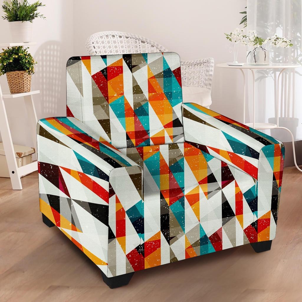 Neon Geometric Armchair Cover-grizzshop