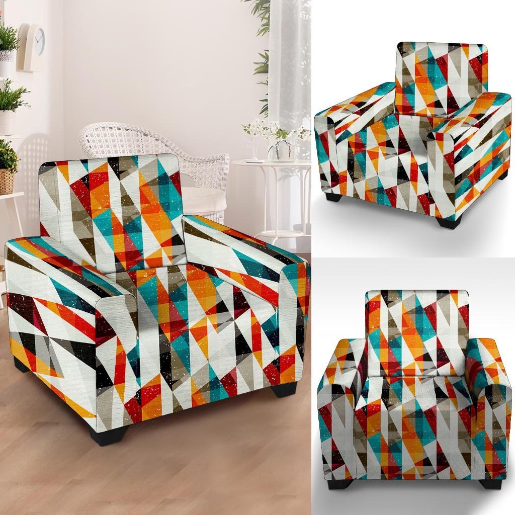 Neon Geometric Armchair Cover-grizzshop