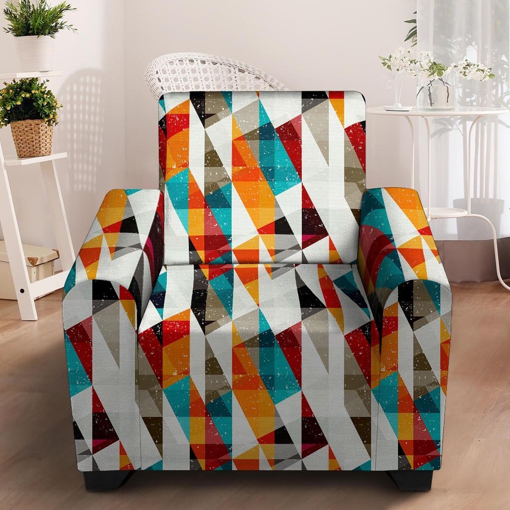 Neon Geometric Armchair Cover-grizzshop