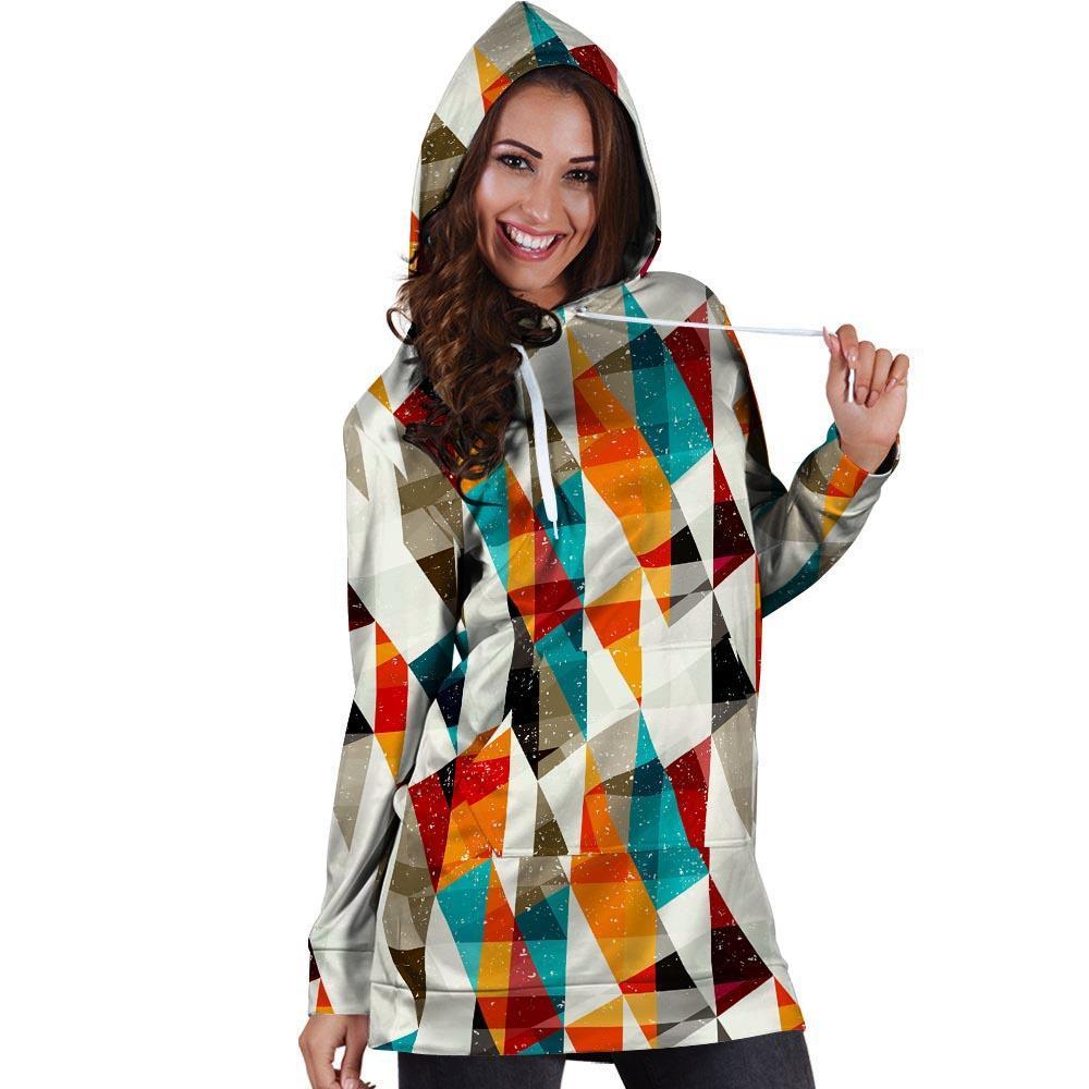 Neon Geometric Hoodie Dress-grizzshop