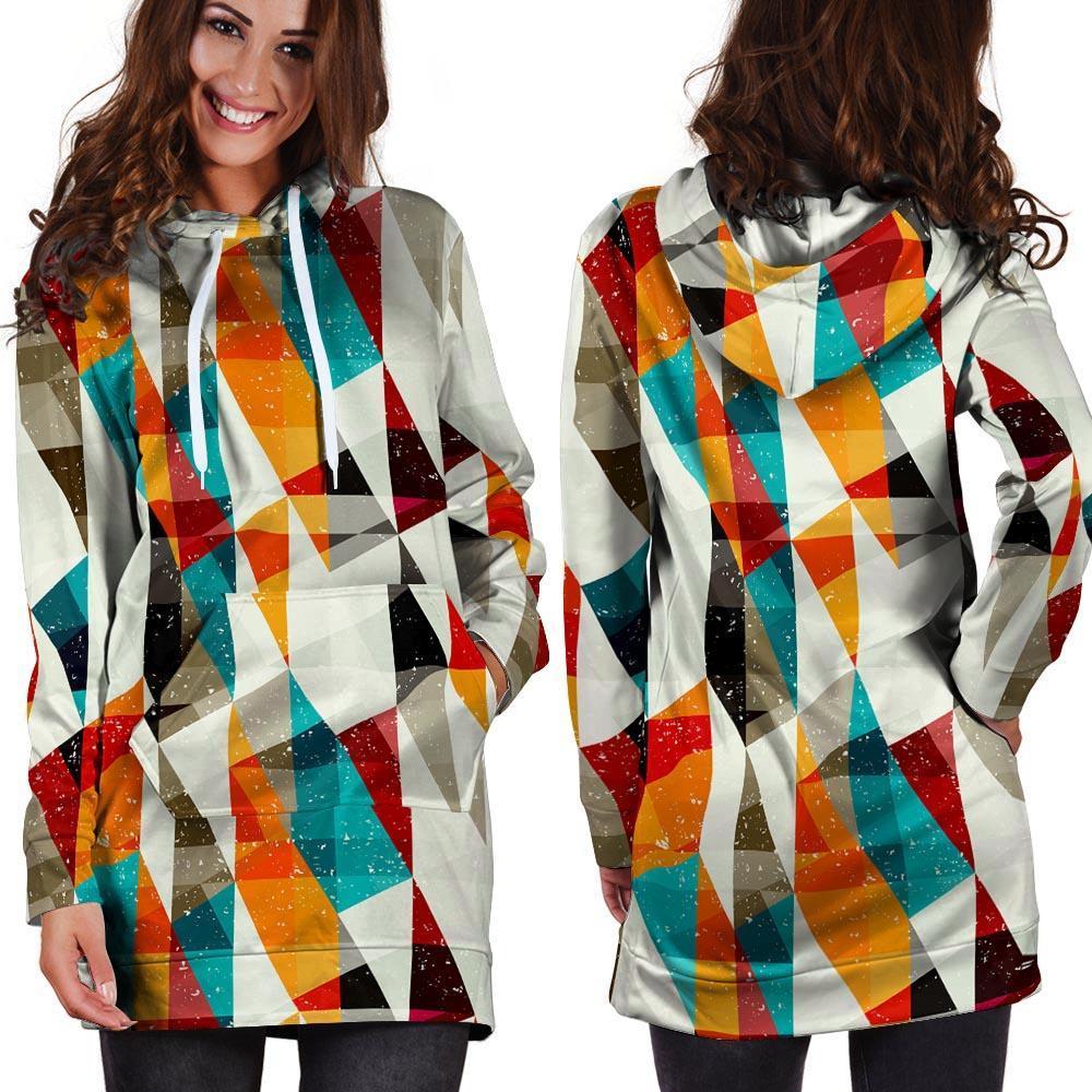 Neon Geometric Hoodie Dress-grizzshop