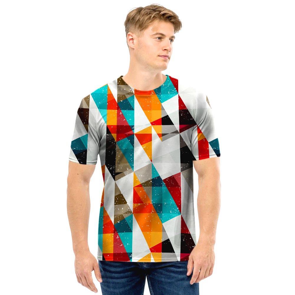 Neon Geometric Men T Shirt-grizzshop