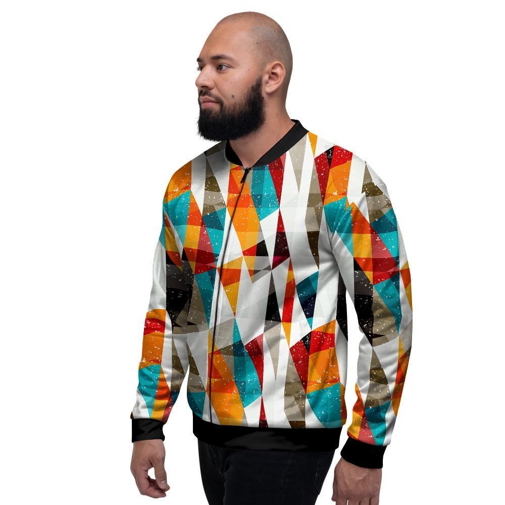 Neon Geometric Men's Bomber Jacket-grizzshop