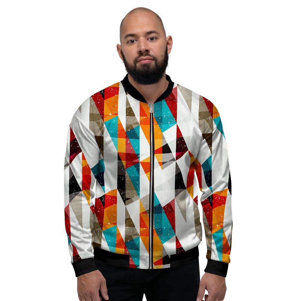 Neon Geometric Men's Bomber Jacket-grizzshop