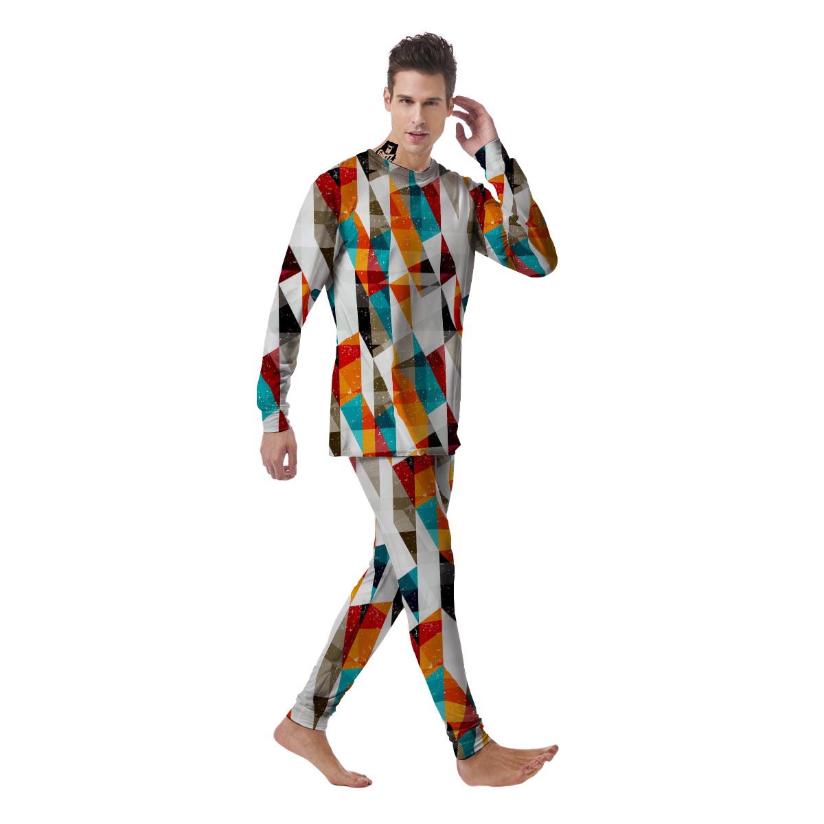 Neon Geometric Men's Pajamas-grizzshop