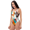 Neon Geometric One Piece Swimsuite-grizzshop