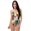 Neon Geometric One Piece Swimsuite-grizzshop