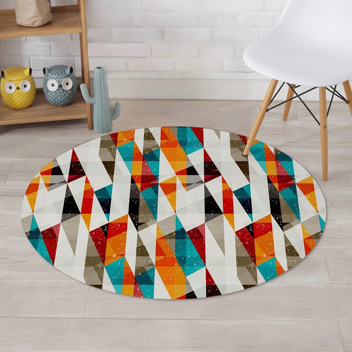 Neon Geometric Round Rug-grizzshop