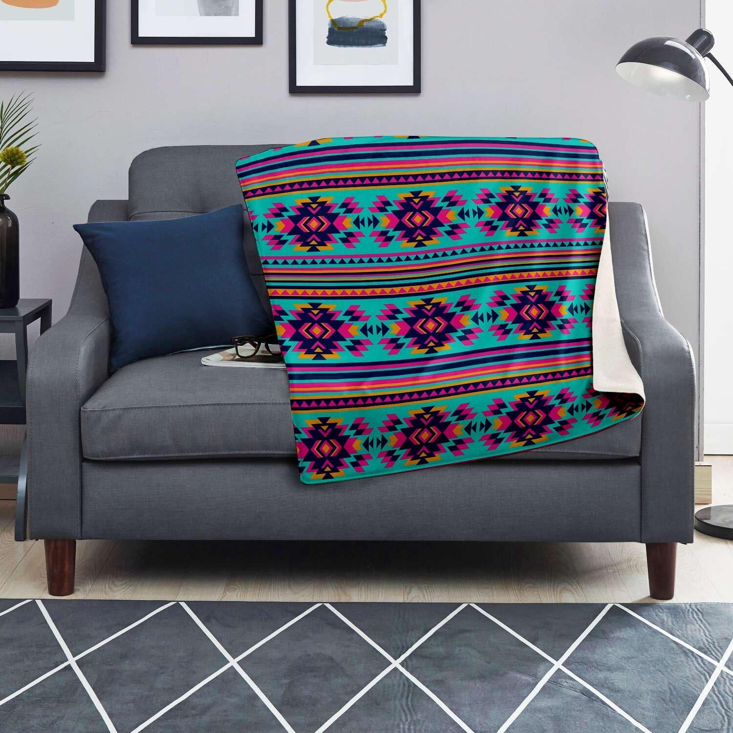 Neon Indian Aztec Abstract Art Print Blanket-grizzshop