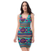 Neon Indian Aztec Abstract Art Print Bodycon Dress-grizzshop