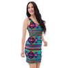 Neon Indian Aztec Abstract Art Print Bodycon Dress-grizzshop