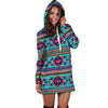 Neon Indian Aztec Abstract Art Print Hoodie Dress-grizzshop