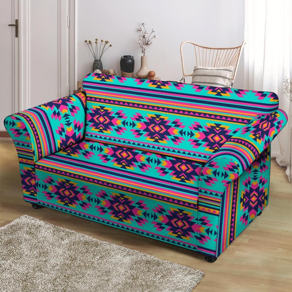 Neon Indian Aztec Abstract Art Print Loveseat Cover-grizzshop