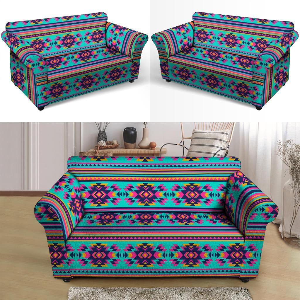 Neon Indian Aztec Abstract Art Print Loveseat Cover-grizzshop