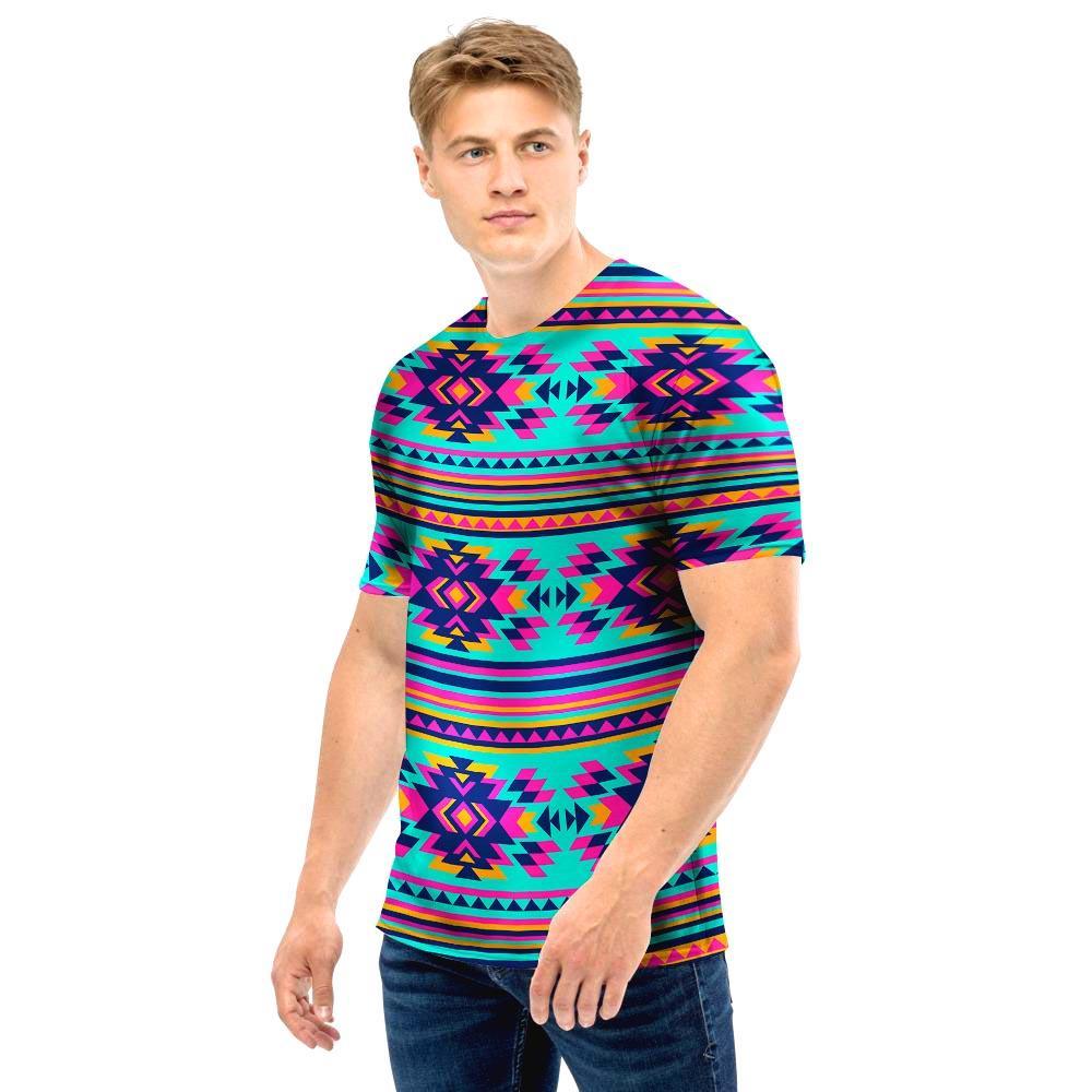 Neon Indian Aztec Abstract Art Print Men T Shirt-grizzshop