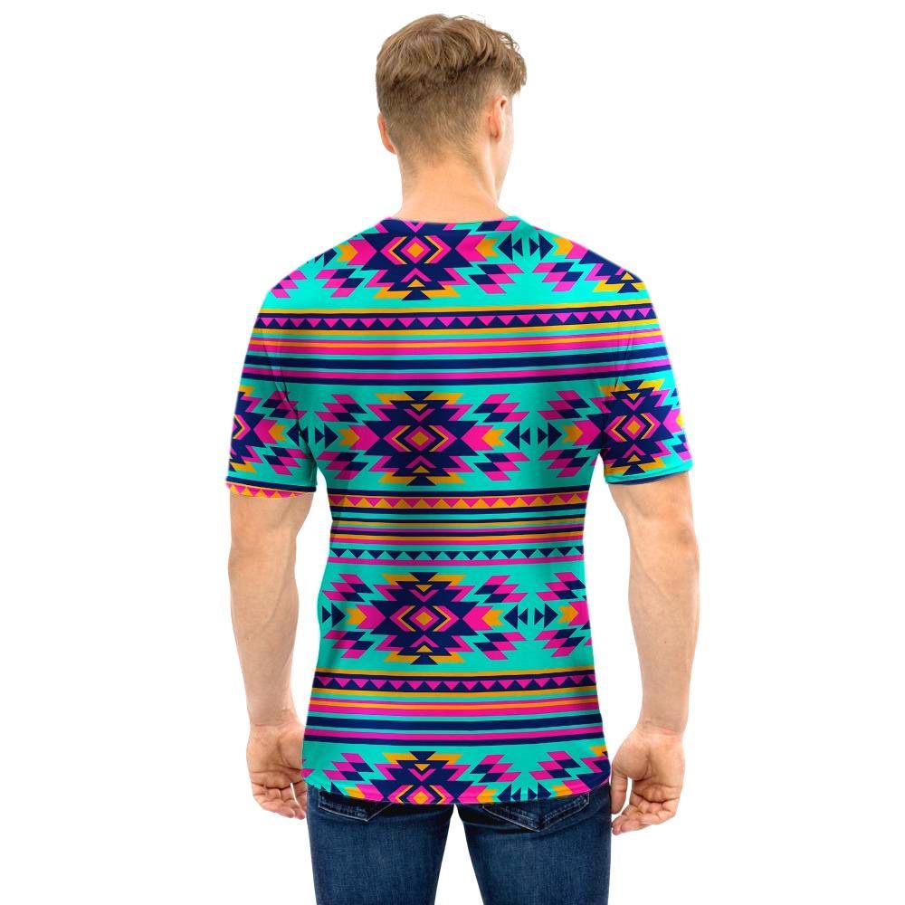 Neon Indian Aztec Abstract Art Print Men T Shirt-grizzshop