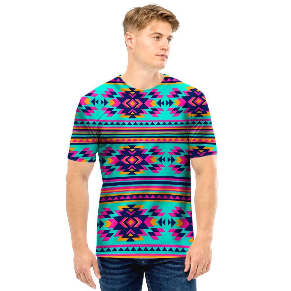 Neon Indian Aztec Abstract Art Print Men T Shirt-grizzshop