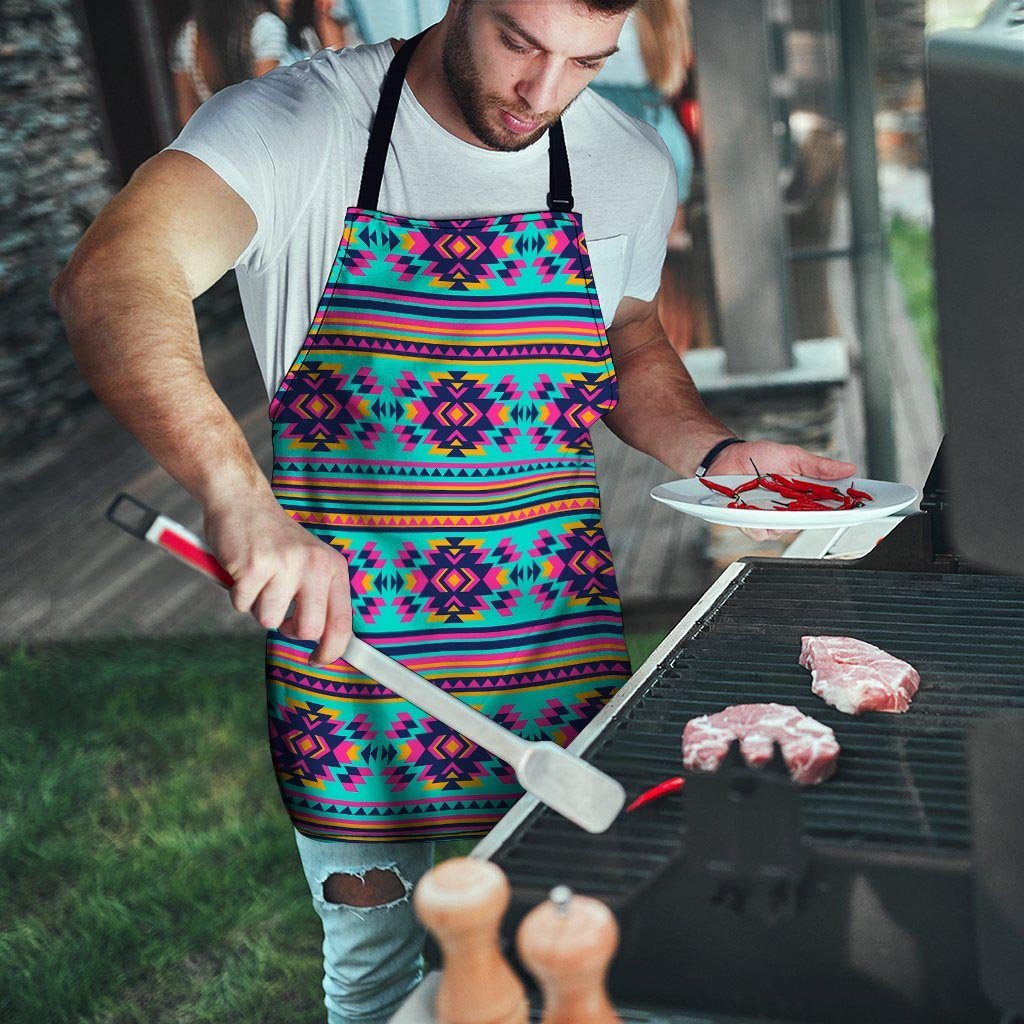 Neon Indian Aztec Abstract Art Print Men's Apron-grizzshop