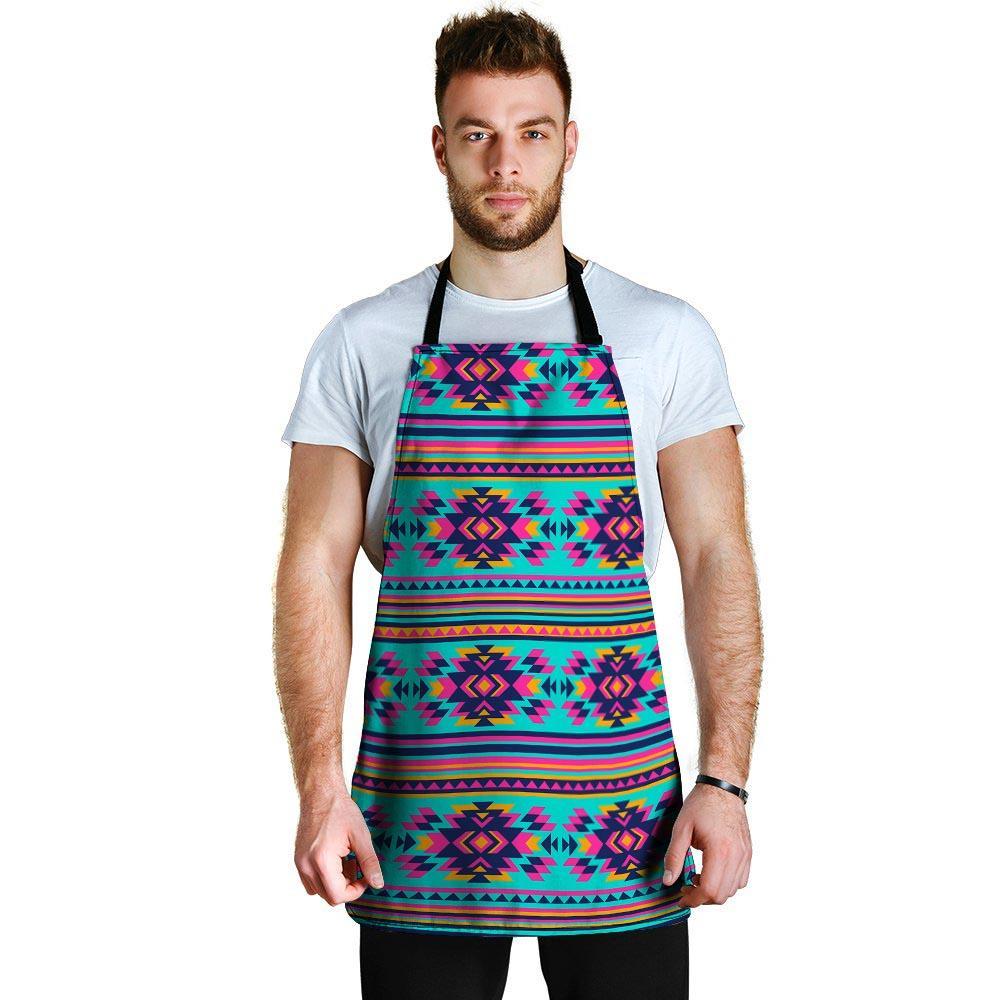 Neon Indian Aztec Abstract Art Print Men's Apron-grizzshop