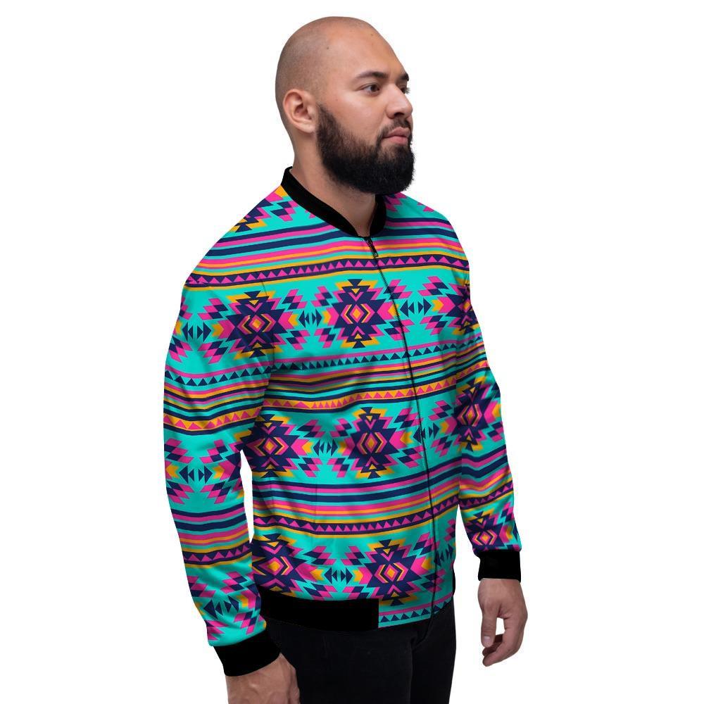 Neon Indian Aztec Abstract Art Print Men's Bomber Jacket-grizzshop