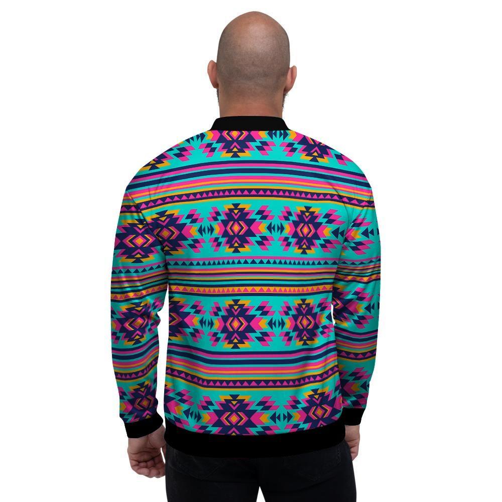 Neon Indian Aztec Abstract Art Print Men's Bomber Jacket-grizzshop