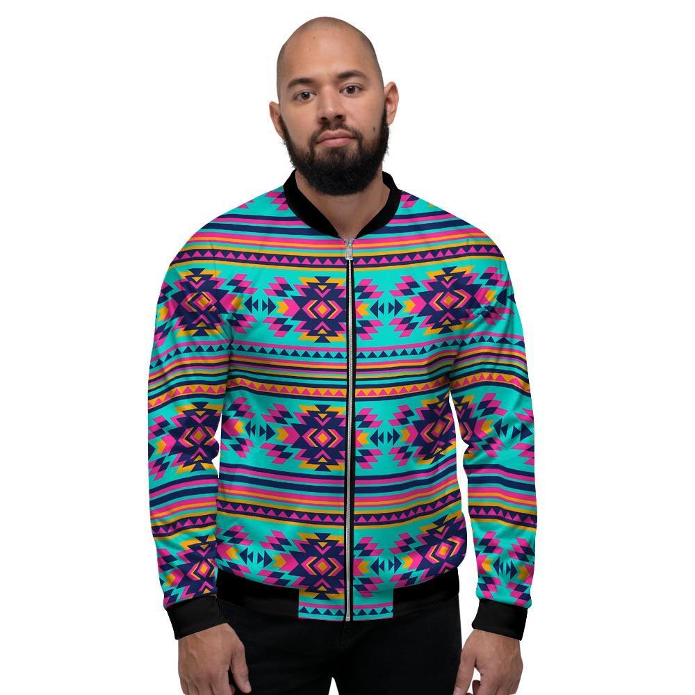 Neon Indian Aztec Abstract Art Print Men's Bomber Jacket-grizzshop