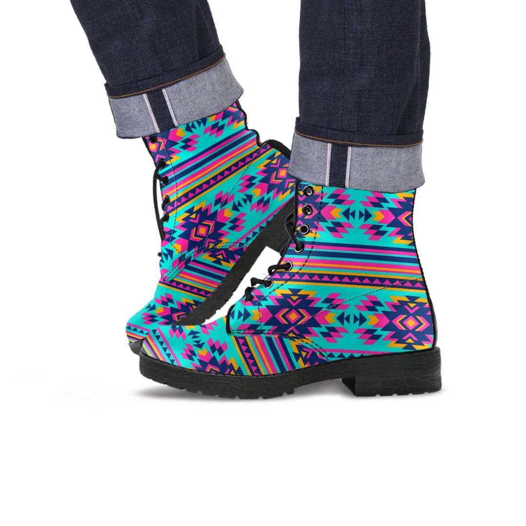 Neon Indian Aztec Abstract Art Print Men's Boots-grizzshop