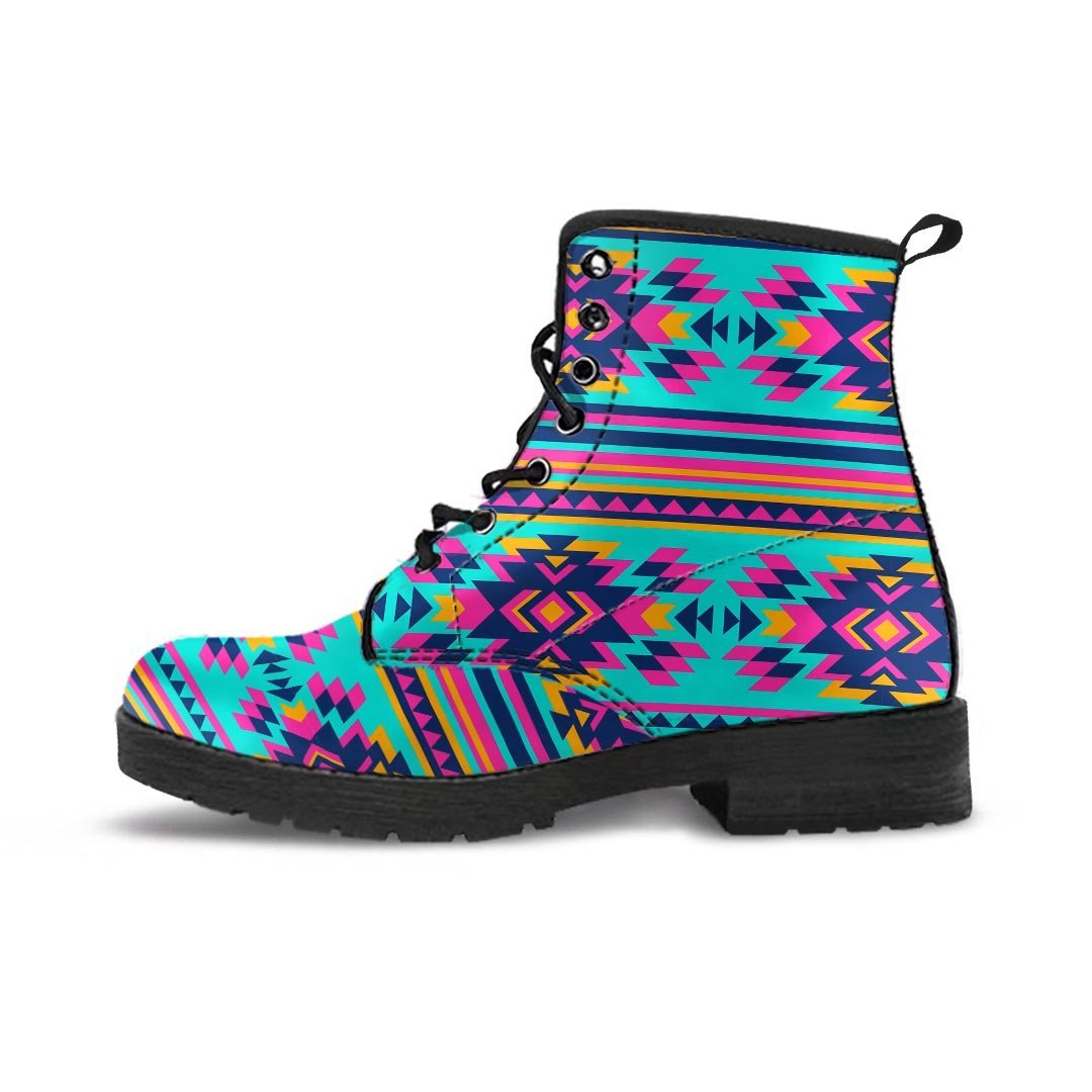 Neon Indian Aztec Abstract Art Print Men's Boots-grizzshop