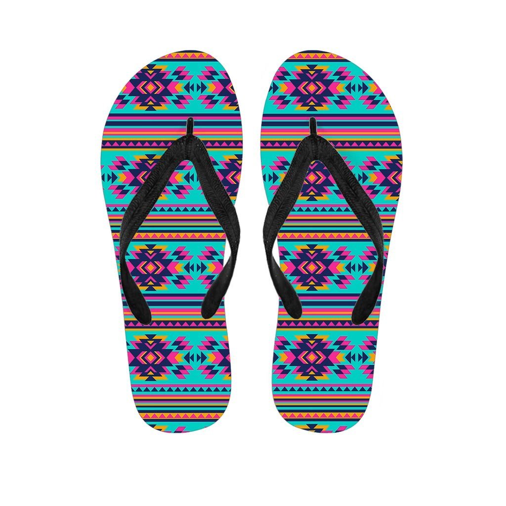 Neon Indian Aztec Abstract Art Print Men's Flip Flops-grizzshop