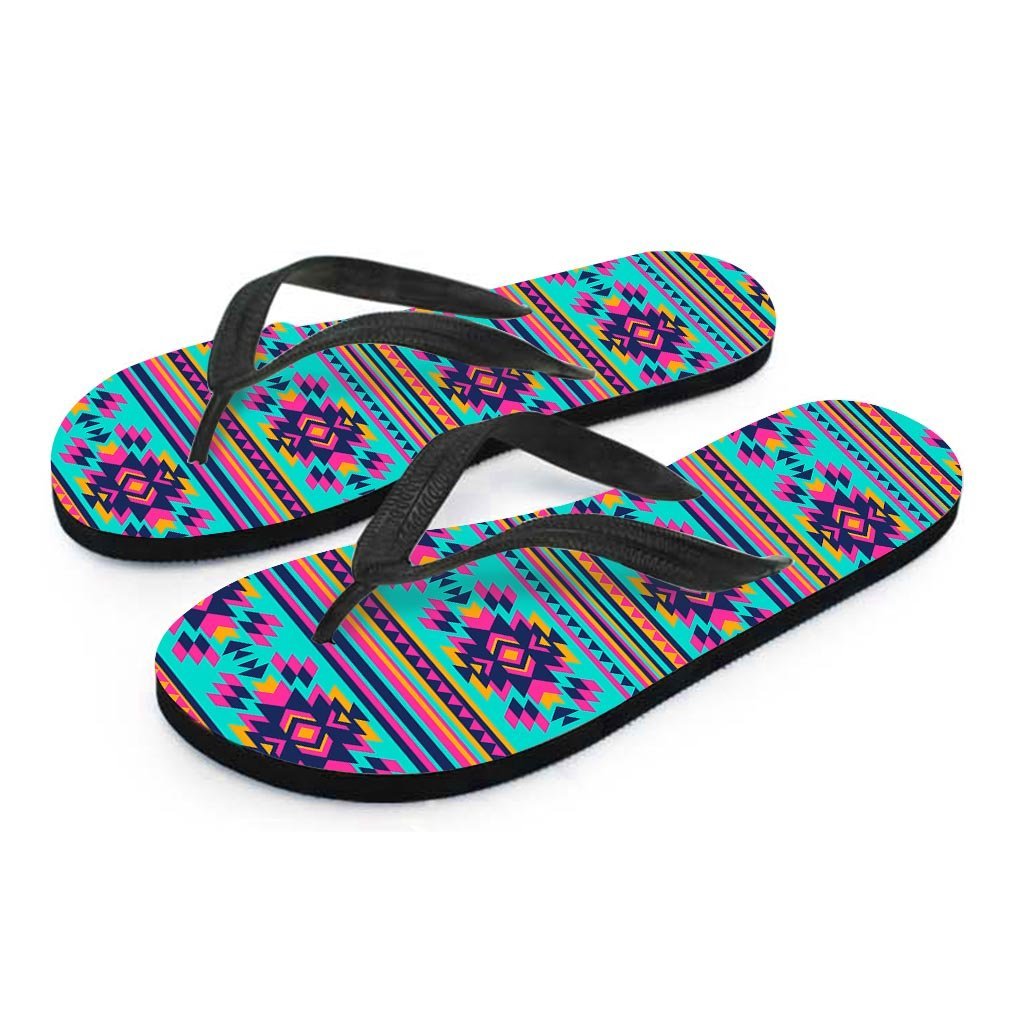 Neon Indian Aztec Abstract Art Print Men's Flip Flops-grizzshop