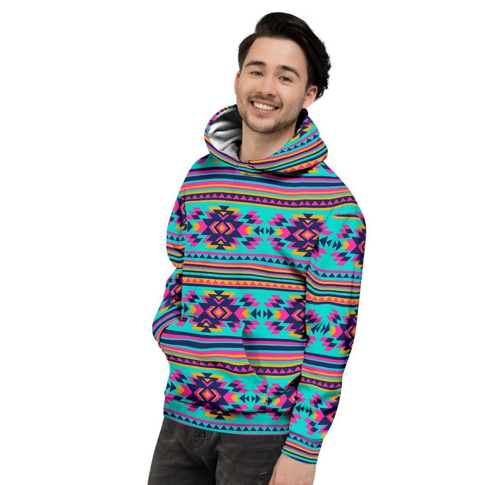 Neon Indian Aztec Abstract Art Print Men's Hoodie-grizzshop