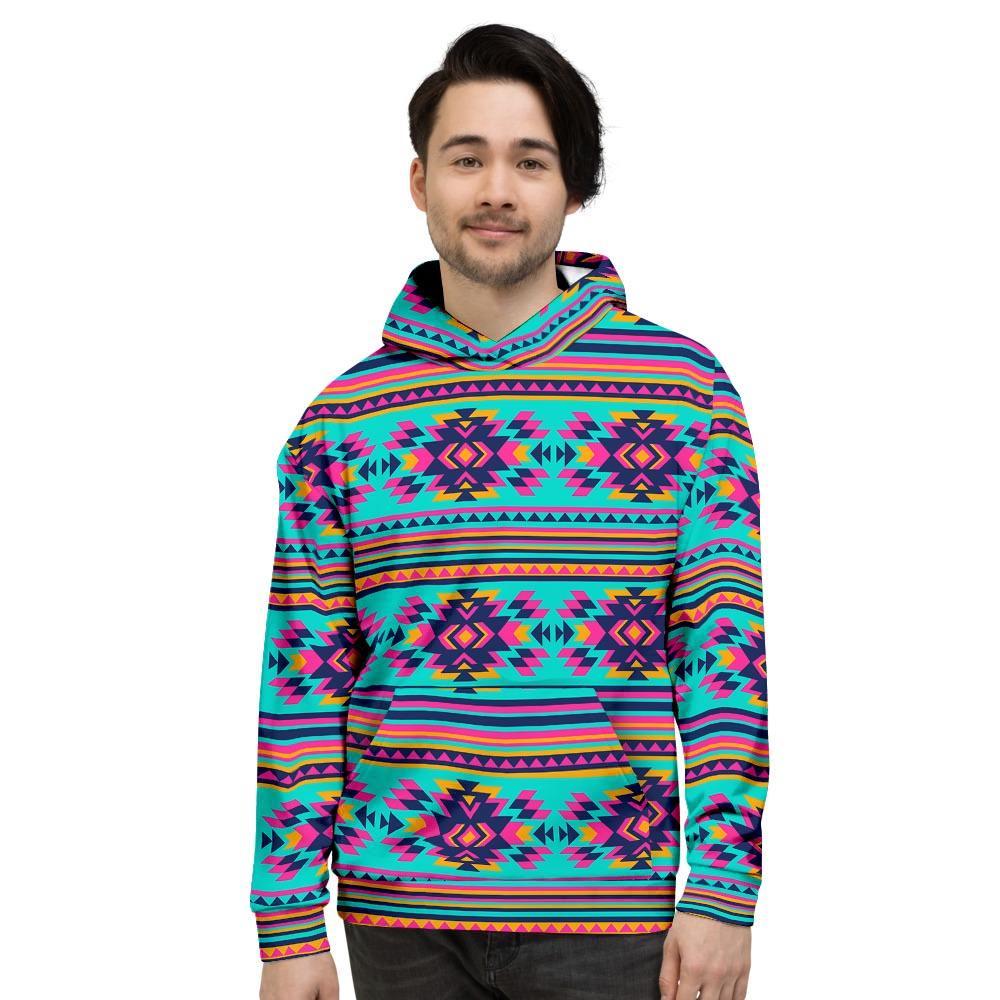 Neon Indian Aztec Abstract Art Print Men's Hoodie-grizzshop