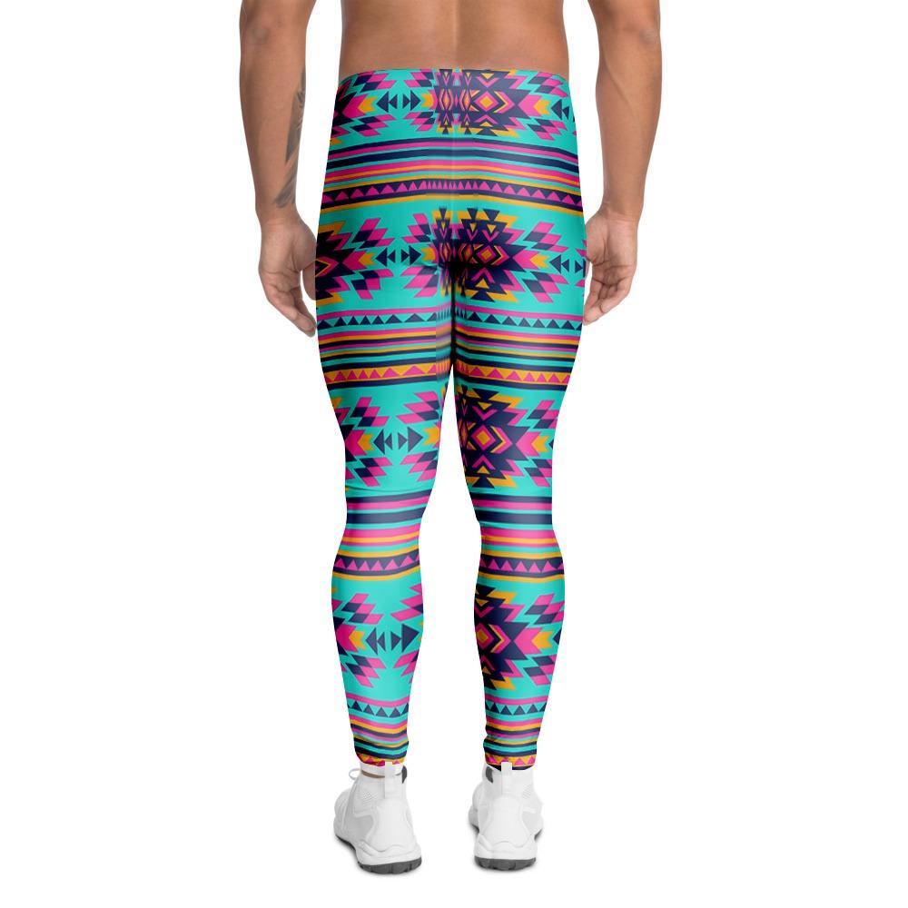 Neon Indian Aztec Abstract Art Print Men's Leggings-grizzshop