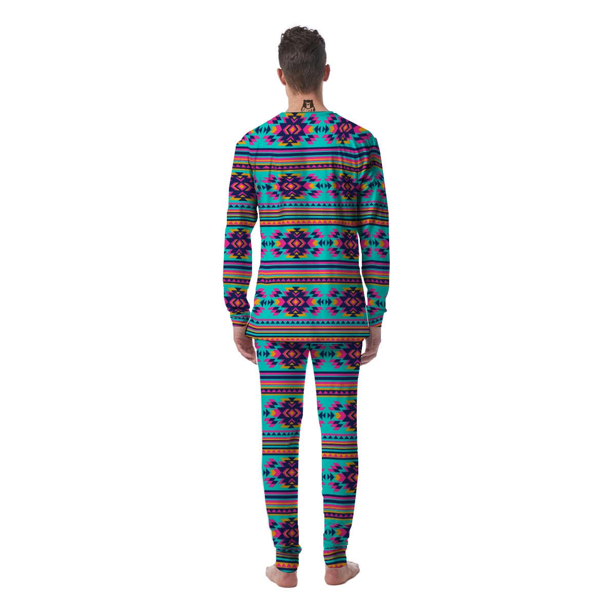 Neon Indian Aztec Abstract Art Print Men's Pajamas-grizzshop